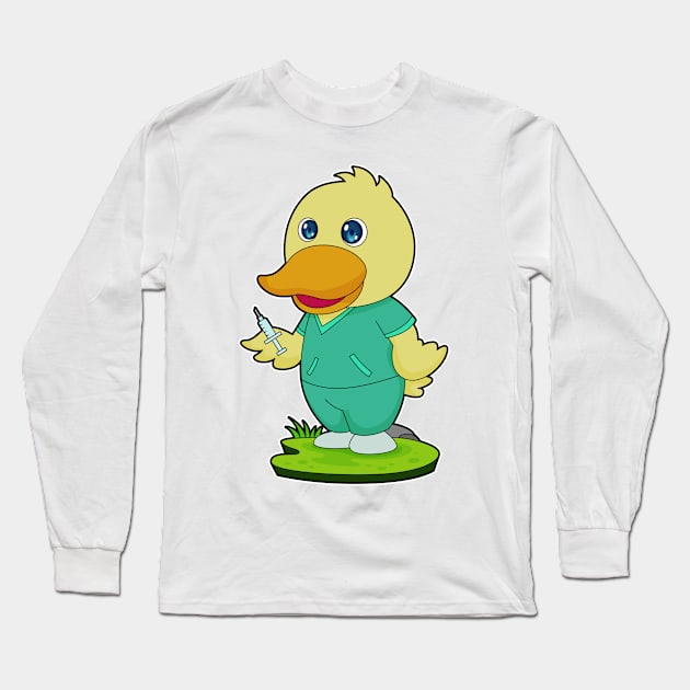 Duck Nurse Syringe Long Sleeve T-Shirt by Markus Schnabel